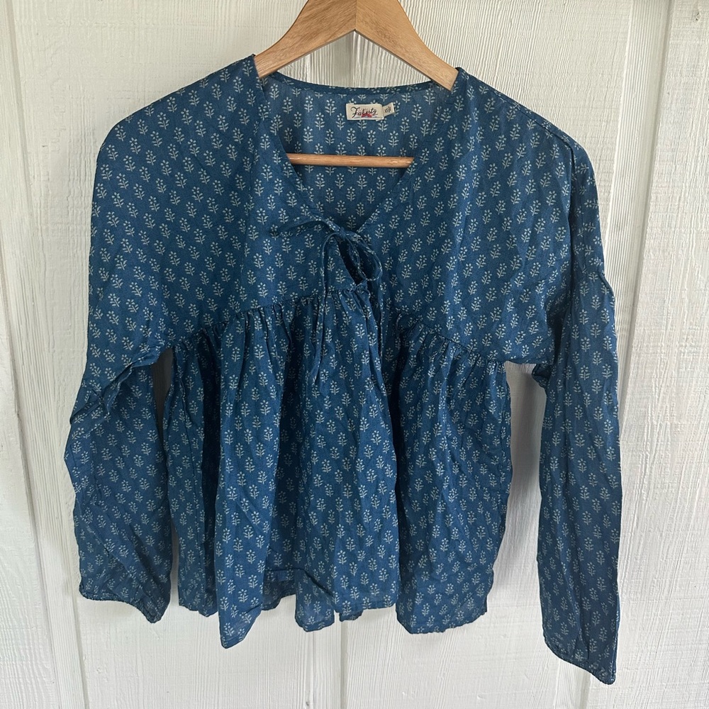 Faherty Blue Floral Blouse